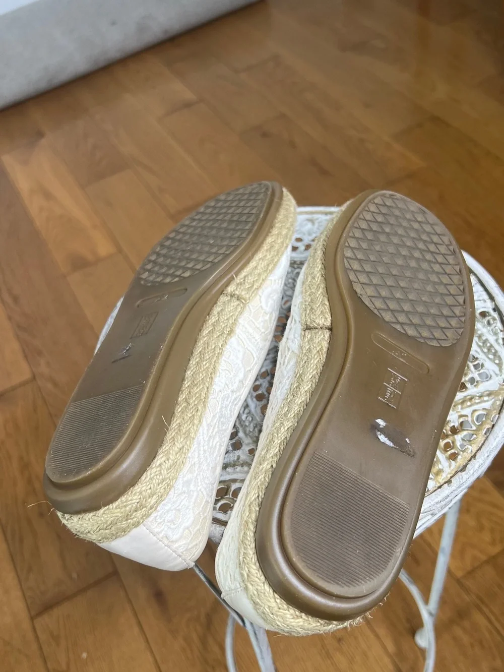 Aerosole Lace Espadrilles Flats in Cream - Women's Slip-On Casual Shoes